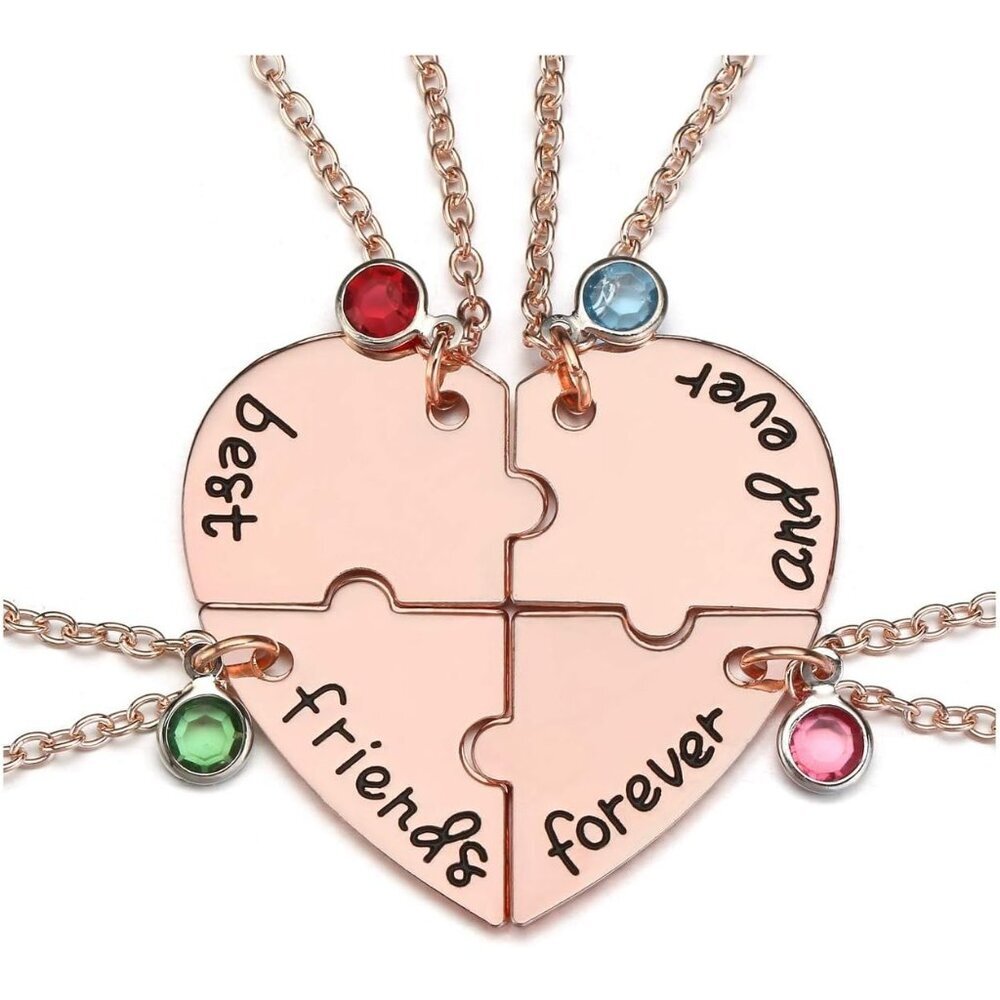 Best Friends Forever and Ever Necklaces for 3 BFF Heart Puzzle Matching Alloy Pe